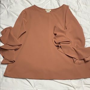 Mauve/Peach Ruffle Sleeve Blouse